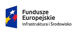 z lewej strony na niebieskim tle 3 gwiazdki, z prawej napis fundusze europejskie infrastruktura i środowisko
