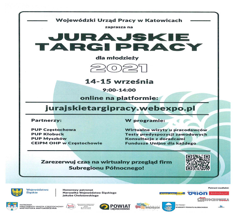 plakat wydarzenia Jurajskie Targi Pracy dla młodzieży 2021