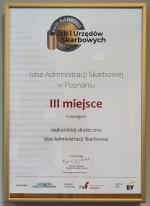 Dyplom dla IAS w Poznaniu za zajęcie III miejsca w rankingu DGP w kategorii skuteczność