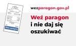 Paragon po lewej stronie, po prawej stronie napis wez paragon. gov.pl oraz Weź paragon i nie daj się oszukiwać
