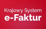 Baner informacyjny z białym napisem na czerwonym tle: Krajowy System e-Faktur