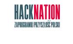 Na grafice znajduje się napis w dwóch liniach:
HACKNATION – z czego słowo „HACK