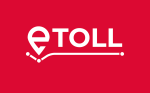 Biały napis etoll na czerwonym tle