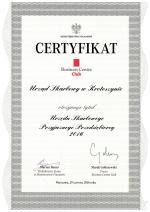 Skan certyfikatu potwierdzającego uzyskanie tytułu Urzędu Skarbowego Przyjaznego Przedsiębiorcy 2016 przez Urząd Skarbowy w Krotoszynie.
