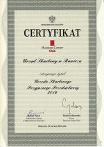 Skan certyfikatu potwierdzającego uzyskanie tytułu Urzędu Skarbowego Przyjaznego Przedsiębiorcy 2016 przez Urząd Skarbowy w Rawiczu.