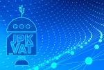 Robot na niebieskim tle oraz napis JPK_VAT