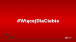 Hasztag #WięcejDlaCiebie na czerwonym tle oraz logo MF i pudełka z kokardkami